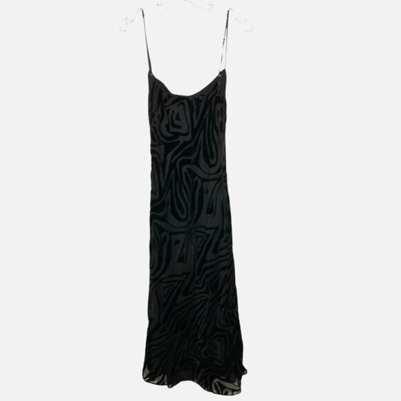 Ronny Kobo Collective Burnout Velvet Slip Dress Black US 12 *FLAW* - Picture 3 of 10